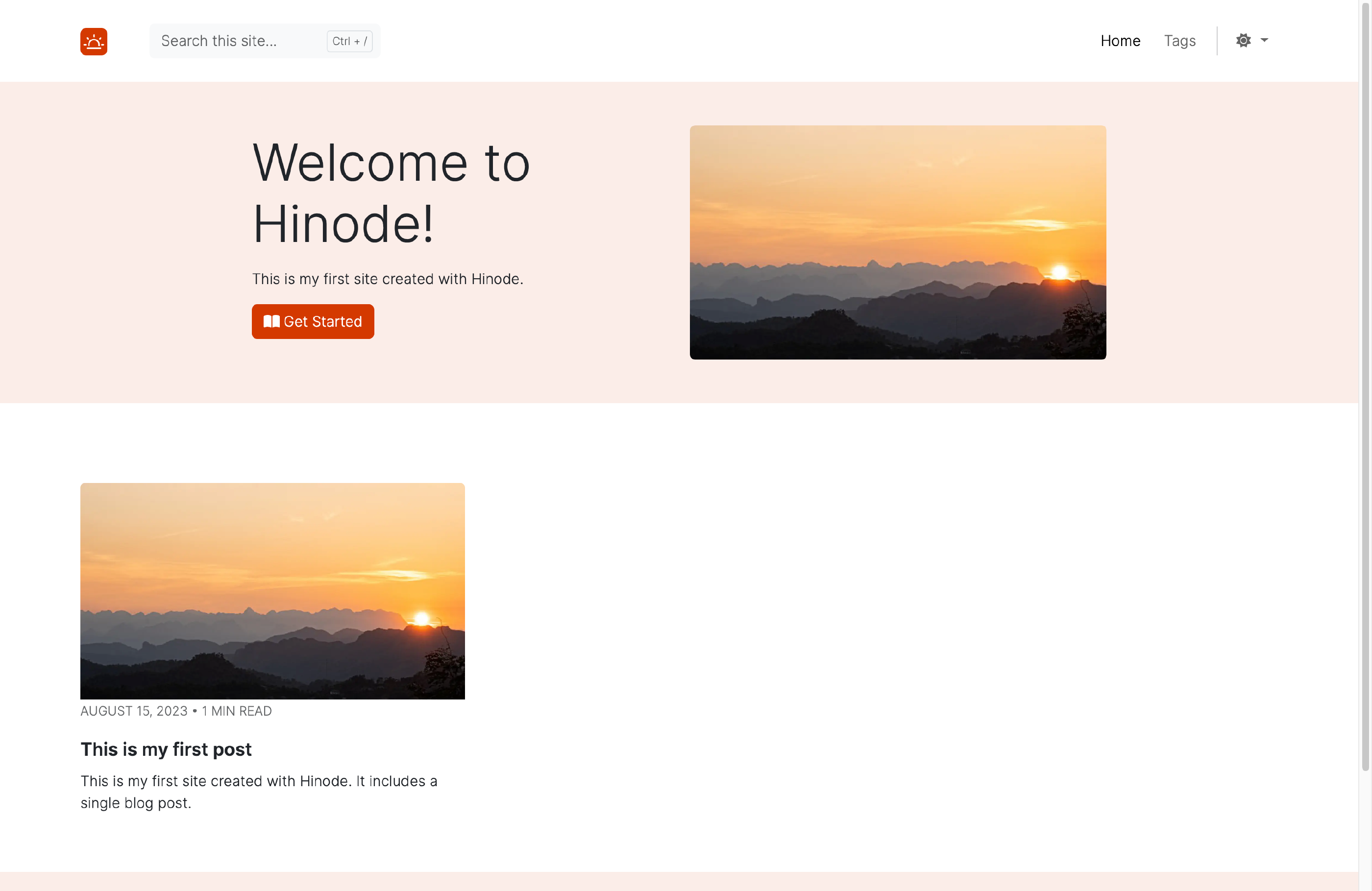 Demo Site With an Initial Blog Post